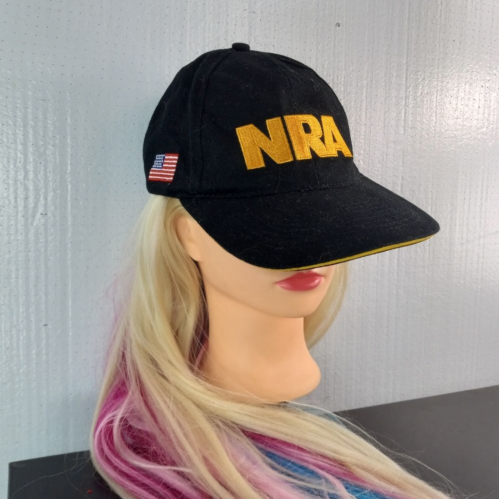 NRA Ball Cap Black n Gold Embroidered